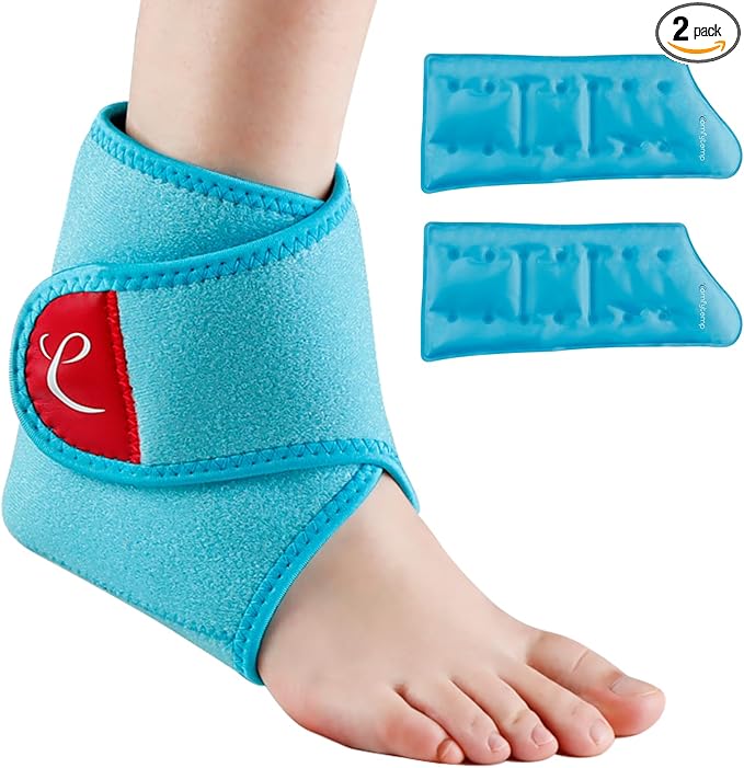 Comfytemp Ankle Ice Pack Wrap Brace for Swelling, Foot Pain Relief, 2 Gel Packs for Injuries Reusable, Hot Cold Compress Therapy for Plantar Fasciitis, Heel Spur, Achilles Tendonitis