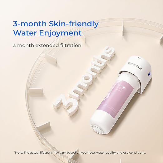 Waterdrop BFU2 Bathroom Sink Water Filter for Skincare, Reduces Chlorine & Scale in Water, Reduces Skin Redness and Irritation, 4-Stage Filtration, for Cold Water Supply Only