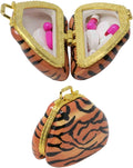 Set of 2 Ceramic Purse-Shaped Compact Pill Box & Organizer (Tiger)