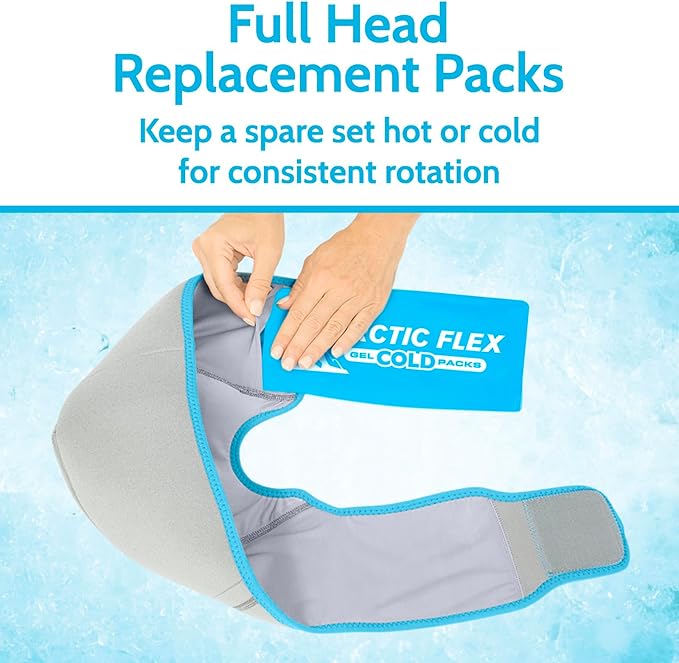 Arctic Flex Gel Replacement Packs - Ice Packs Reusable for Full Head Ice Brace - Hot & Cold Gel Pack for Injuries, Pain Relief, Swelling - Flexible Therapy Compression Wrap - Athletic, Women, Men