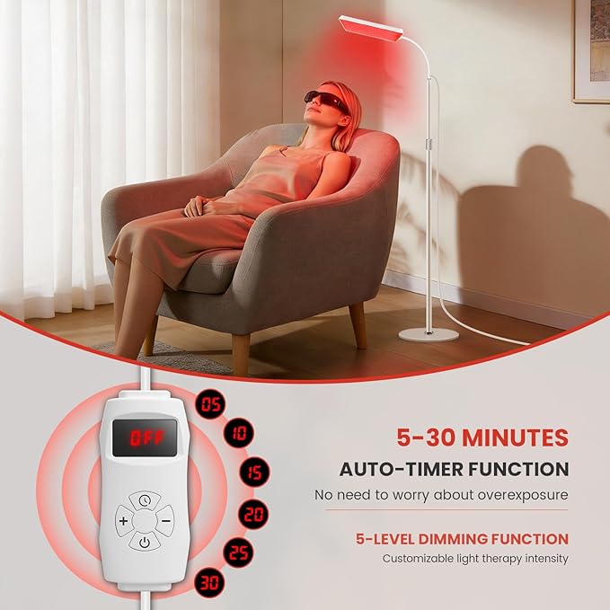 Red Light Therapy for Body and Face Use, 3 in 1 Chip with 660nm Red Light and 850nm Near Infrared Light, LED Red Light Therapy Lamp with 61 inch Adjustable Stand, Timer and Dimmer