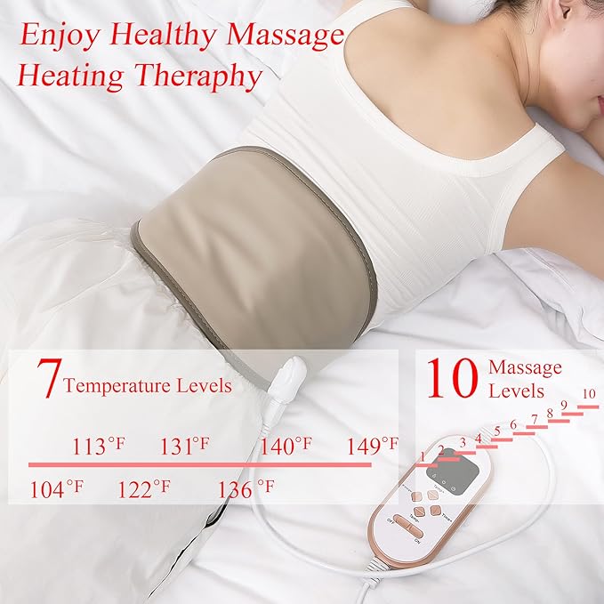 Natural Jades Heat Massage Ab Toning Belt Stomach Cellulite Removal Fat Burning FIR Heating Pad for Back Pain Relief Lower Back Massager Electric Belt Abdomen Belly Waist, Gifts for Men, Women