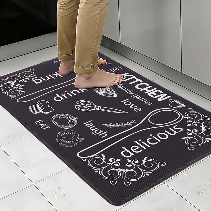 Mirok Washable Anti Fatigue Mat for Cushioned Floor Mat,Farmhouse Chef Kitchen Non-Skid Ergonomic Comfort Foam Rugs,Non Slip (17"x29")