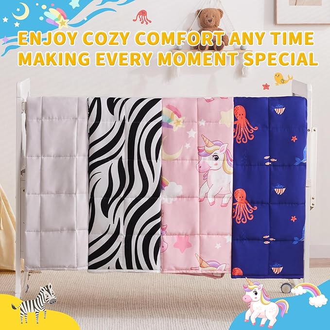 anfie Weighted Blanket Kids(36"x48" 3lbs) Weighted Blanket Cooling Blanket for Sleeping,Throw Size Breathable Blanket with Premium Glass Bead(White Zebra)