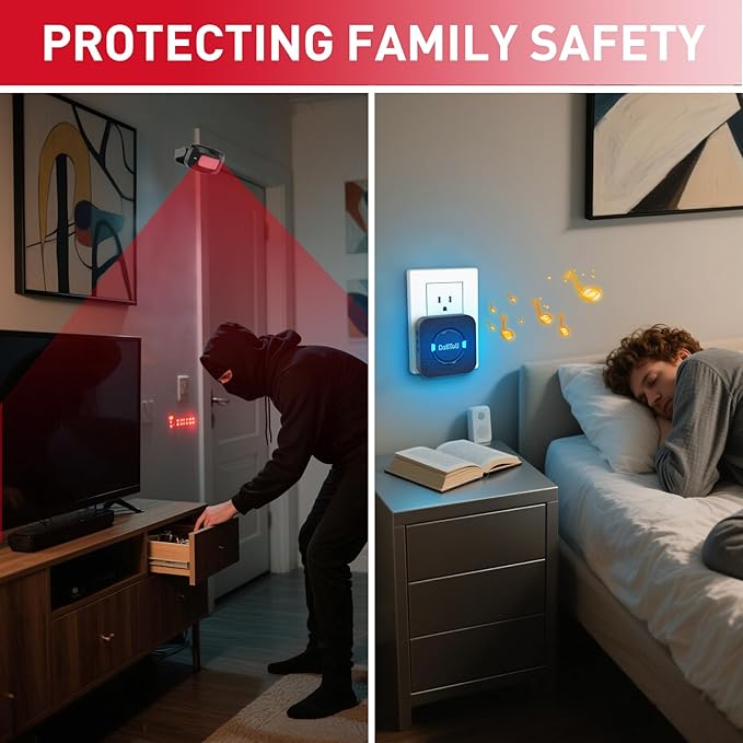 CallToU Wireless Motion Sensor Alarm Indoor Motion Detector Alarm Bed Alarms for Elderly Dementia Patients Motion Sensor Door Chime for Business with 500FT Range, 5 Adjustable Volume 2Sensor+1Receiver