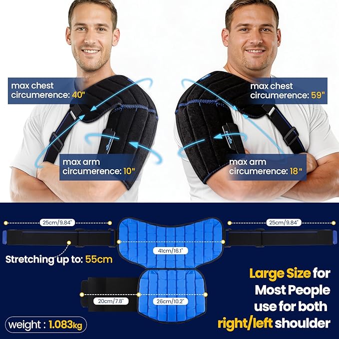 NEWGO Shoulder Ice Pack Wrap for Rotator Cuff, 2 Hours Long Lasting Cold Therapy with Flexible Cubed Design, Pain Relief for Arm & Shoulder Injuries, Post-Surgery Recovery, Reusable