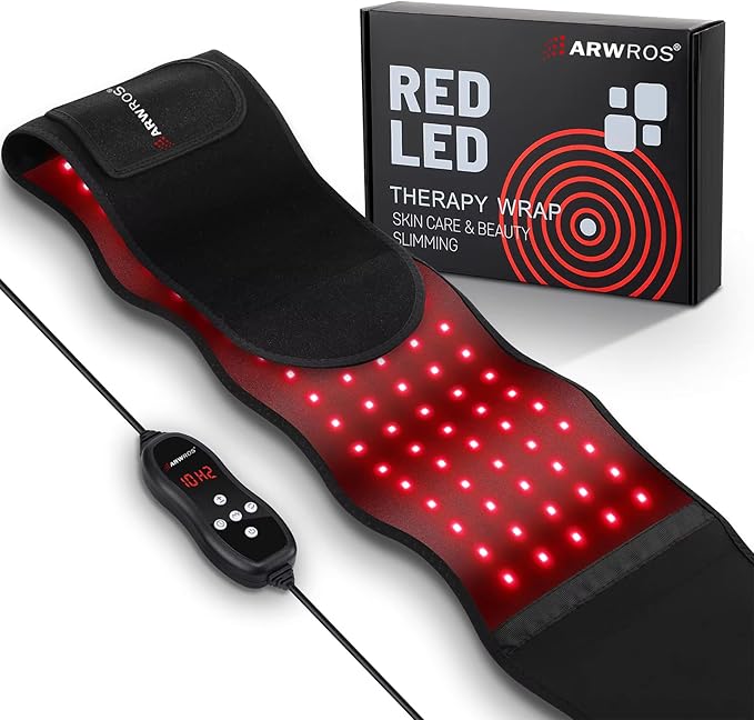 Red Light Therapy Belt - 660nm & 850nm Wavelength, Red Light Therapy Wrap, Near-Infrared Light Belt for Back, 5 Brightness Levels, 5 Vibration Levels, Timer