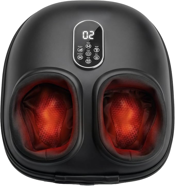 OLIXIS Foot Massager Machine with Heat, Shiatsu Deep Kneading Feet Massager with Air Compression, 6 Modes, Foot Massager for Plantar Fasciitis Pain Relief, Gifts for Women Men