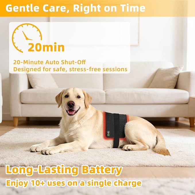 Pets Red Light Therapy Belt, LED Infrared Light Therapy for Dogs and Cats with 80 LEDs 660nm and 850nm Red,Wearable Device for Pain Relief