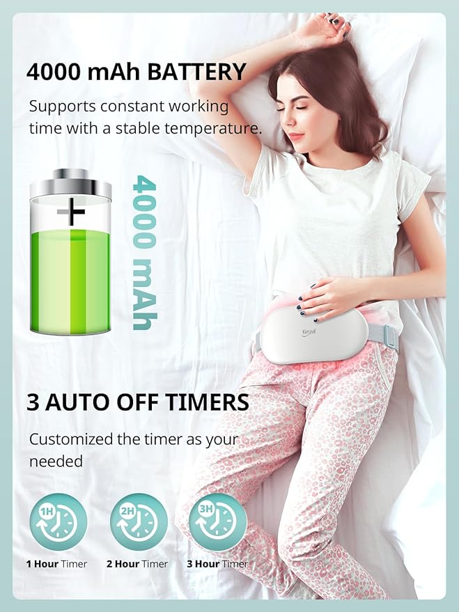 Slimpal Heating Pad for Period Cramps, Plus-Sized Portable Electric Heating Pad, Menstrual Cordless Heat Belt Back, Belly, Waist Pain Relief, Long-Lasting Battery, Beige