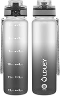 OLDLEY 32 oz Water Bottle, Motivational Water Bottle with Time Marker, Sports Water Bottle With Strap, Leakproof & BPA Free Large Water Bottles for School, Gym, Travel, Outdoor, Tritan,White&Black