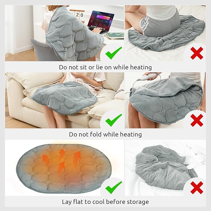 Drewin Weighted Heating Blanket 5lbs for Relax and Calm, 24" x 29" Portable Electric Pads for Knee Shoulder Versatile Use, Warm Lap Blanket with 4 Heating Levels 2 Hours Timer Auto Off, Grey