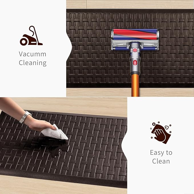 UKISS Kitchen Rugs ，Waterproof Kitchen Mats ，Cushioned Anti Fatigue Kitchen Mat for Floor, Non-Slip Comfort Foam Standing Mat for Kitchen, Floor Home, Office, Sink, Laundry (Brown, 17.3"x39")