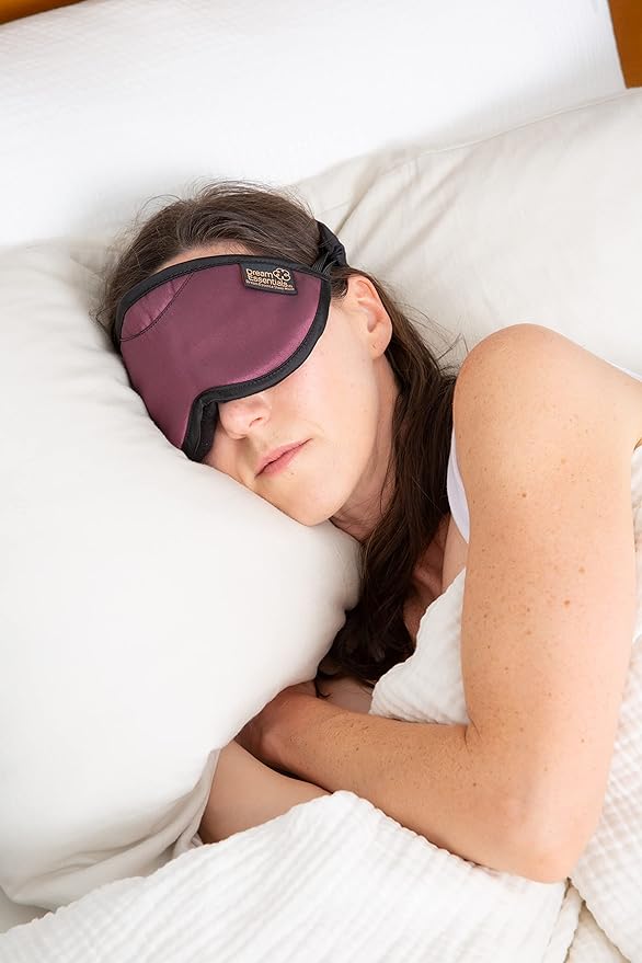 Dream Essentials Dream Essence Aromatherapy Sleep Mask, Handmade in The USA, Comes with Removable Organic French Lavender Sachet Revised 2022 Designs (Lilac)