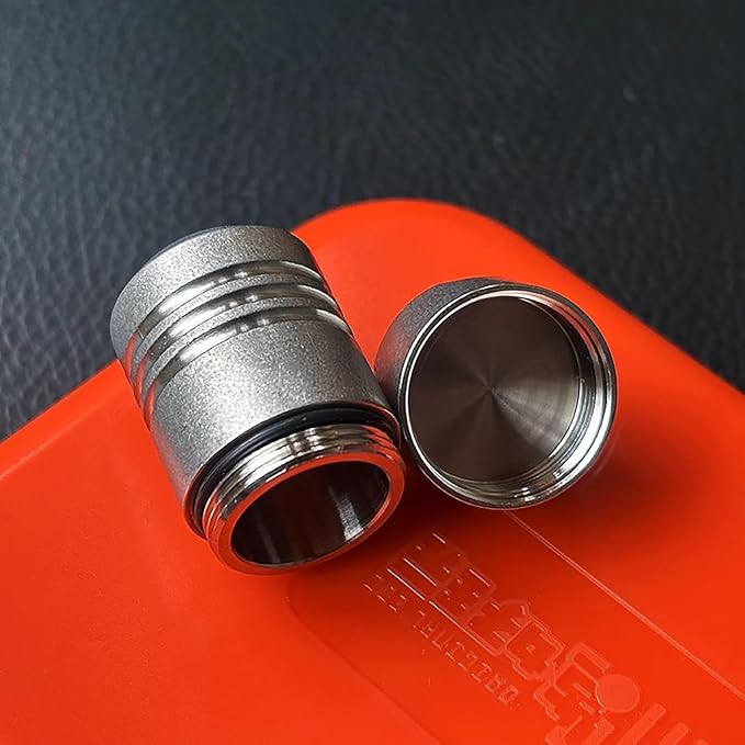 Titanium PEI Pill Container with Keychain & Necklace,Waterproof Pill Box, EDC Portable Pill Container for Portable Mini Size Pill Box Case for Outdoor Travel Camping (Ti-Cylinder)