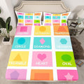 Feelyou Kids Shapes Fitted Sheet Twin Size, Educational Bed Sheet Set Boys Girls Preschool Bedding Set Learning Teens Bedroom Decor Lightweight Bed Set (No Flat Sheet)