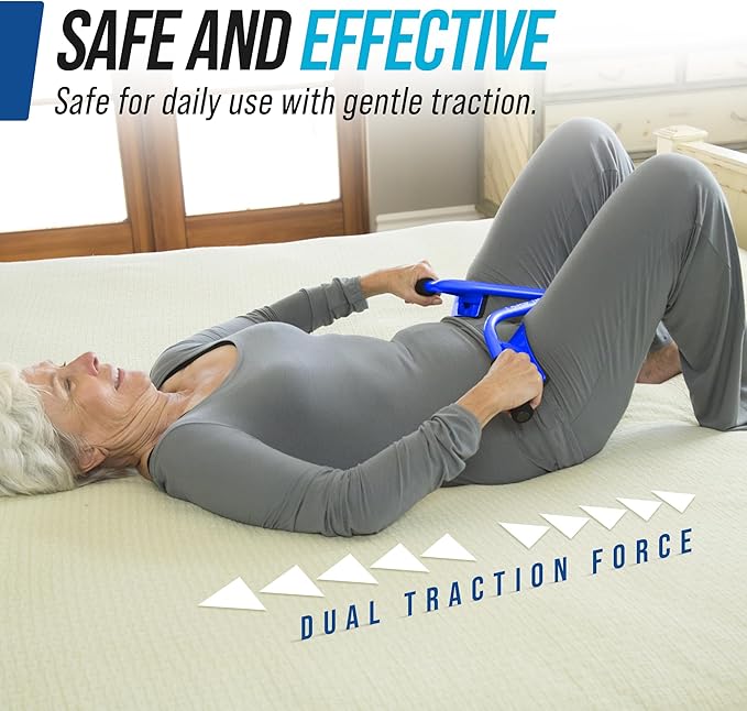 EZ-Bak Lo-Bak TRAX Lumbar Spine Stretcher - Upper & Lower Back Stretcher Pain Relief – Portable Spine Decompressor & Back Cracking Device for Herniated Discs, Sciatica, Scoliosis - Blue
