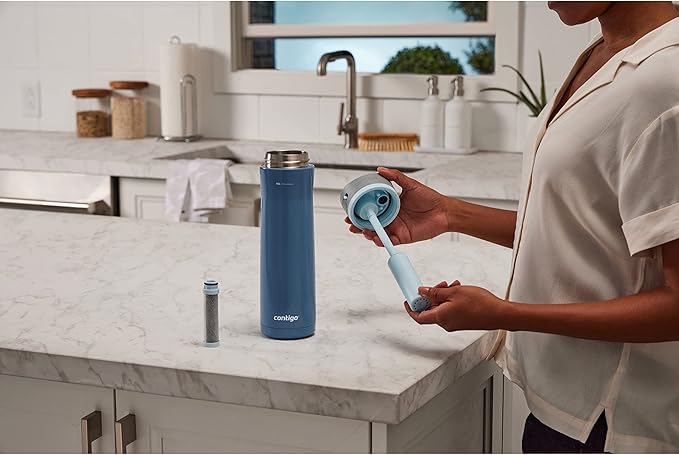 Contigo Wells Chill Stainless Steel Water Bottle with AUTOSPOUT Straw Lid 24oz w/filter Dark Ice