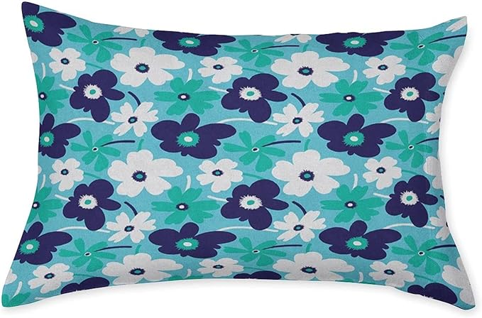 Decorative Fitted Sheet Set Twin XL Size, Aqua Deep Pockets Fitted Sheet & 2 Pillow Sham Set(No Flat Sheet), Spring Flowers on Blue Backdrop Ditsy Style Simplistic Printed Microfiber Bedding 3pc Set