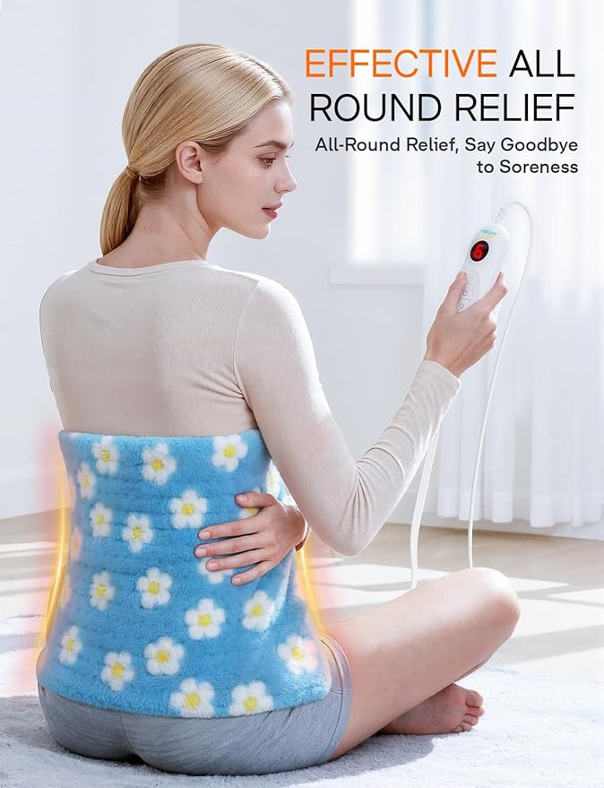 ALLJOY Heating Pad for Back Pain Relief, 24”x 12” Cute Heating Pad for Period Cramps, FSA Eligible HSA, Portable Heat Pad for Neck and Shoulders, Birthday Gifts for Women Men Mom Dad