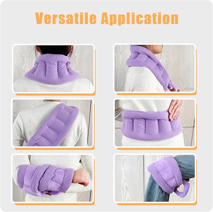 UNCN Long Heating pad for Neck and Shoulders Back 33 * 5.9" microwavable Large Moist Heat Pack Warm hot Compress Neck wrap Weighted Bag Massage Reusable Herbal Nature Calming Portable