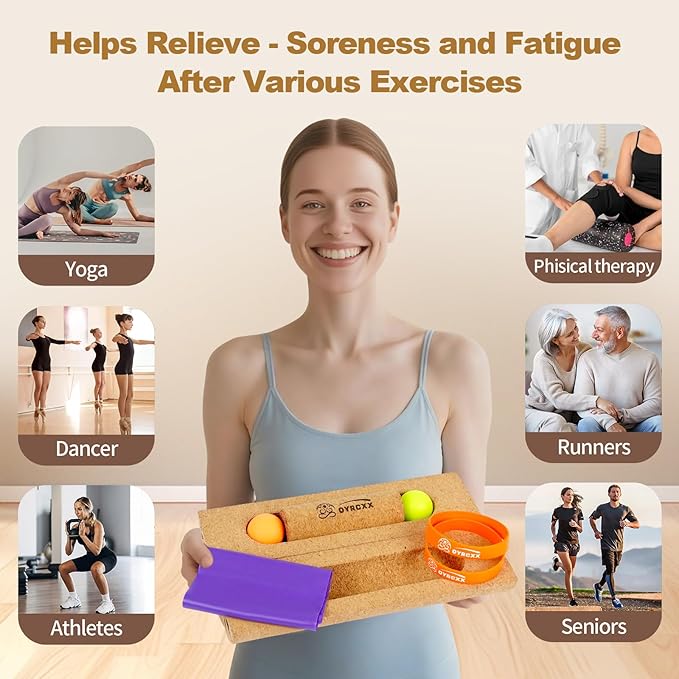 14in Extra Long Cork Balance Board - Foot Balance Cork, Foot Strengthener & Balance Kit for Plantar Fasciitis Recovery - Enhance Ankle Strength & Stability, Supports 440+ Lbs ﻿
