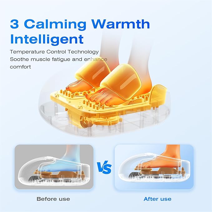 Shiatsu Foot Massager with Heat - Electric Massage for Plantar Fasciitis, Neuropathy Pain Relief & Circulation, Deep Tissue Kneading for Heel, Arch, Ankle - Gift for Men & Women, Seniors, Parents