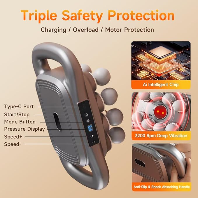 16-Head Massage Gun Set, Deep Tissue Percussion Massager with 9 Modes & 9 Intensity Levels, Quiet Muscle Massage Gun for Back, Shoulders, Legs, Foot, and Body Muscle Pain Relief