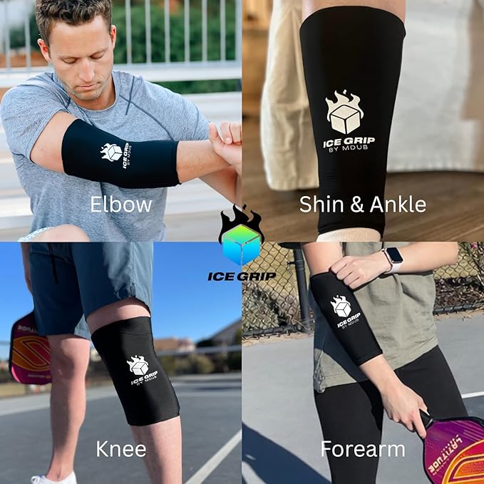 Black Ice Pack Wrap, Hot & Cold Therapy (Large) - Multi-Use Reusable Ice Pack Sleeve for Pain Relief for Knee, Elbow, Hamstring, Shin, Forearm, Ankle