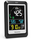 Newentor CO2 Monitor, Indoor Air Quality Meters, Carbon Dioxide Detector with Voice Alert, Large Display CO2 Tester, Temperature Humidity Sensor, Alarm Clock for Home, RV, Grow Tents, Black