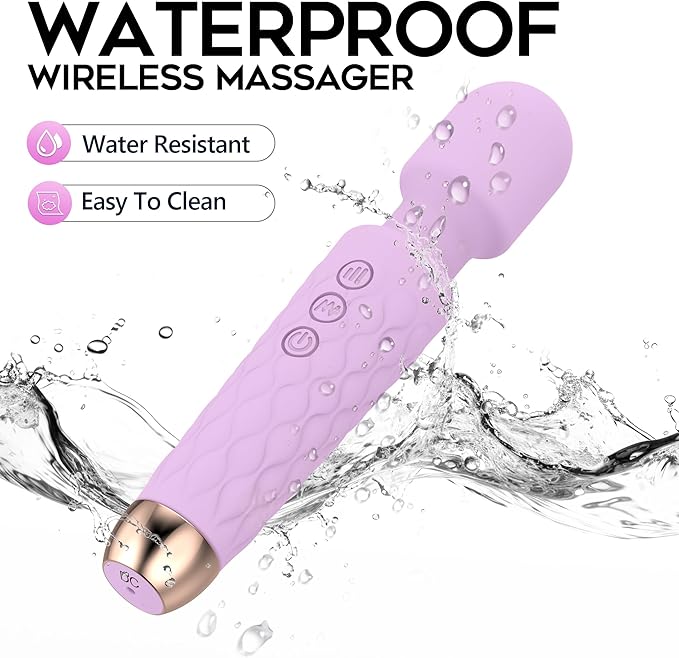 Personal Massager, Handheld Wireless Massager, Waterproof and Portable, 20 Speeds 8 Patterns Cordless Massagers for Neck, Back Pain, Leg and Hand Pain & Sports Recovery, Purple