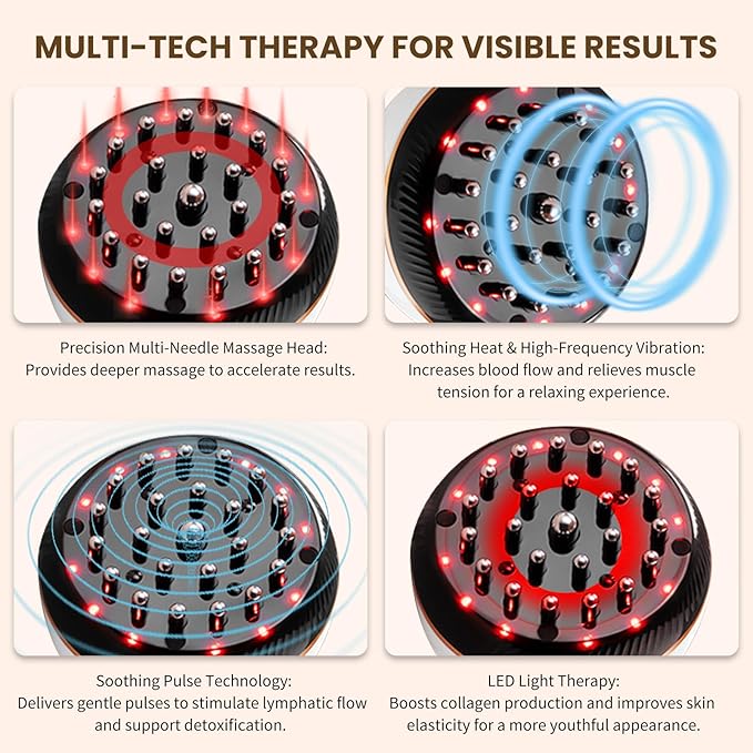 Lymphatic Drainage Massager & Anti Cellulite Massage Tool, Helps Reduce Stretch Marks & Cellulite, for Legs, Arms & Belly, Body Sculpting Machine with Microcurrent, Light, Heat & Vibration