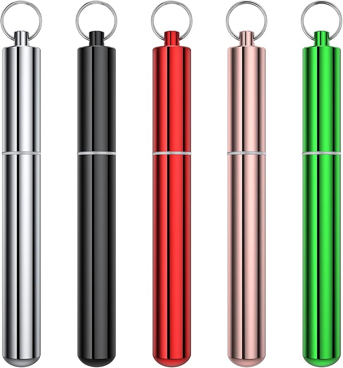 Aluminum Metal Storage Tube Container (5 Packs)，Urekt Cute Small Pill Box Case Waterproof Joint Holder Fit in Pocket Purse Portable for Travel and Outdoors