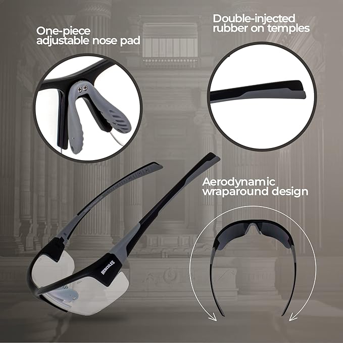 Global Vision Hercules 7 Safety Sunglasses Photochromic Auto-Darkening Clear to Smoke Lens ANSI Z87.1