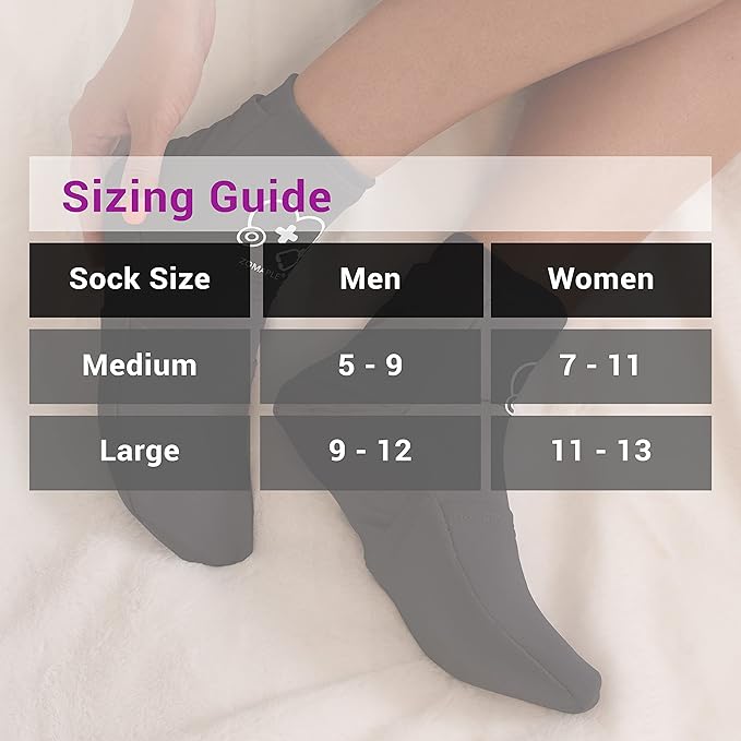 ZOMAPLE Cold Therapy Socks + Gel Packs, Black, Medium – Soothe Burning Feet & Reduce Swelling – Hot or Cold Use, Touch Fasteners & Comes with 2 Large & 2 Small Gel Packs – Versatile Foot Ice Pack Wrap