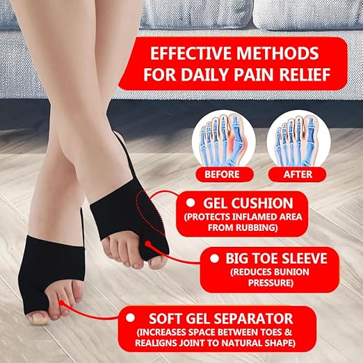 2PCS Bunion Corrector for Women & Men,Big Toe Separators-Bunion Splint-Bunion Pads-Hammer Toes Straightener-Toes Spacers Pain Relief, Comfortable & Breathable for Day/Night