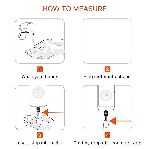 DARIO Smart Glucose Monitor Kit | USB-C Port (Compatible with Android devices only) | Test Blood Sugar Levels & Manage Diabetes, Testing Kit Includes: Glucometer with 25 Strips, 10 Sterile lancets