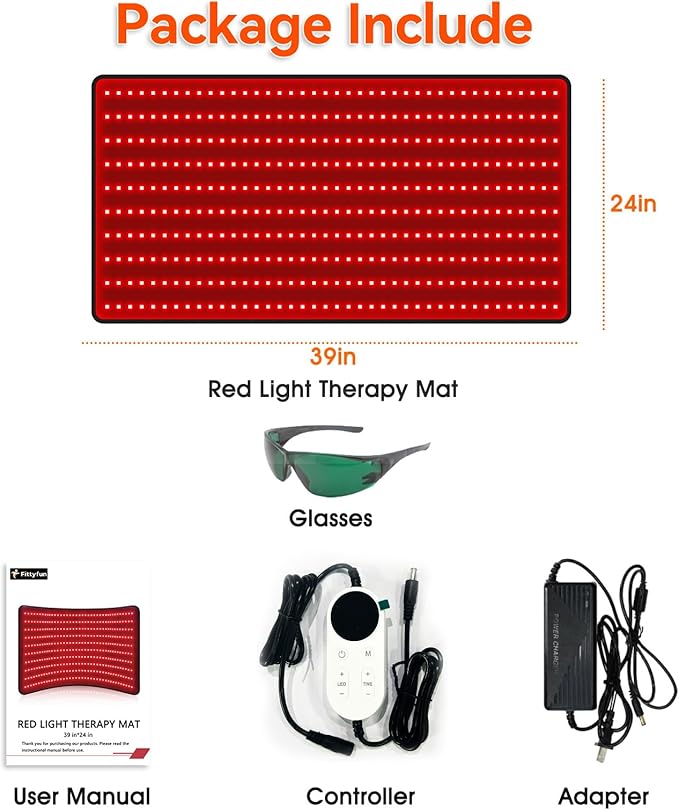 Red Light Therapy Mat for Body, Large 39"x24" Infrared Light Pad with 400 LEDs Tri-Chip 660nm & 850nm, Red Light Blanket for Back Belly Muscle Knee Joints, 10Hz/40Hz Pulsing, 9 Timer, Max 60W