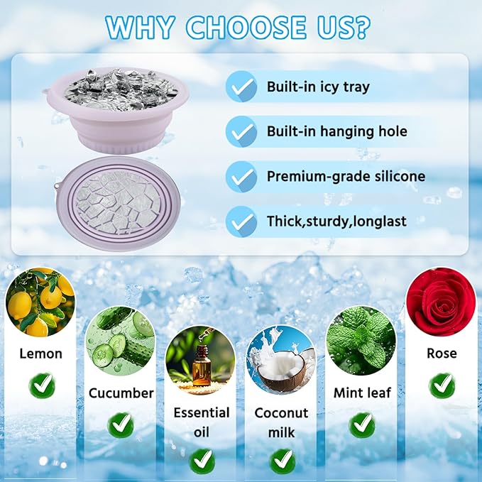 Face Tub for Ice Bath with Built-in Ice Tray – Collapsible Silicone Facial Ice Bath Bowl for Cold Plunge Therapy, Skin Tightening & Acne Relief – Portable Spa Tool for Home & Travel(Purple)