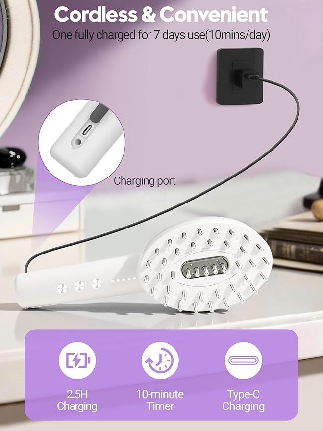 3-in-1 Electric Scalp Massager Brush, Vibrating Scalp Massager Comb with Hair Oil Applicator for Scalp/Face/Body Relaxation, Portable Massager Tool for Home & Travel, Gift for Men & Women(White)