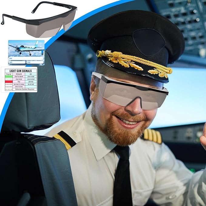 Aviation Flight Training Glasses Adjustable View Limiting Goggles Device with Glasses Box and Tag (Gray)