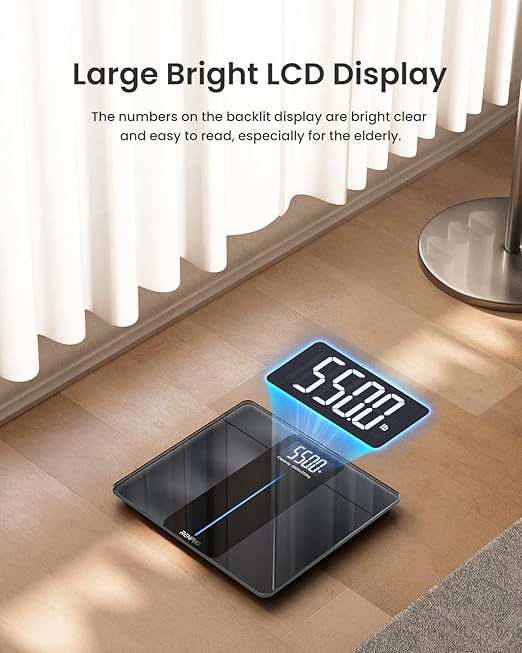 RENPHO 550lb Scale for Body Weight, Digital Bathroom Scale with Large LED Display, Big Platform Weighing Machine with Extra-High Capacity, Most Accurate to 0.05lb, 13x11.8in, Core 1L