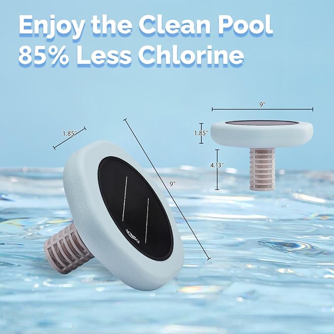 VINGLI Solar Pool Ionizer – Copper Pool Ionizer for Above Ground & Inground Pools up to 45,000 Gallons | Solar Ionizer for Pool with Efficient Water Clarification, 1-Year Warranty (Green, Upgraded)