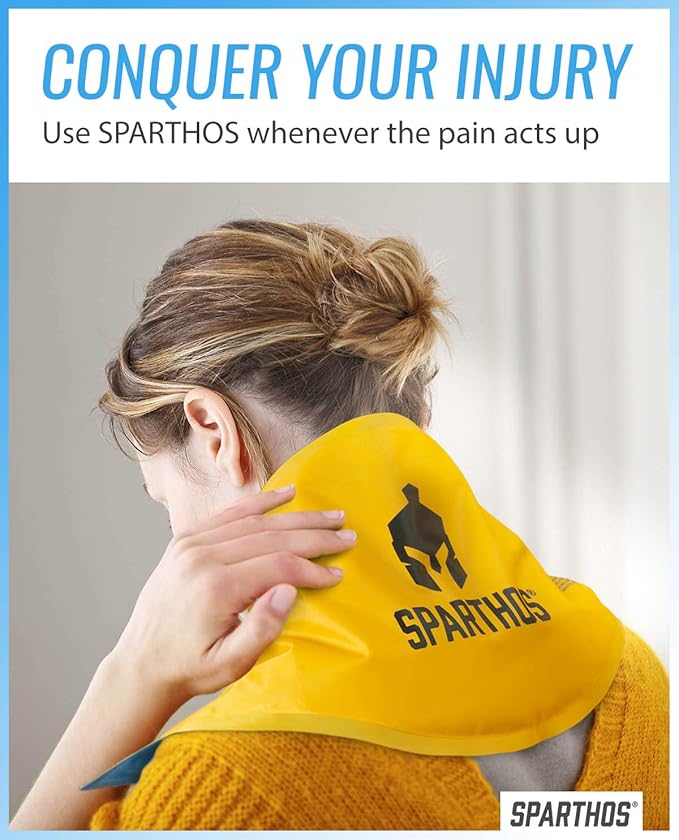 Sparthos Ice Packs for Injuries - Reusable Soft Gel Hot Cold Icepack - Medical First Aid Pain Relief Injury - Wrap Bag Flexible Pack - Instant Icing Therapy - Fits Around Neck (Neck, Pack of 1)