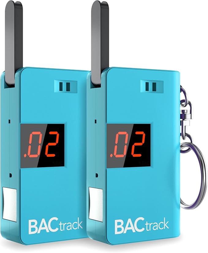 BACtrack Keychain Breathalyzer - Blue (2 Pack) | Ultra-Portable Pocket Keyring Alcohol Tester for Personal Use