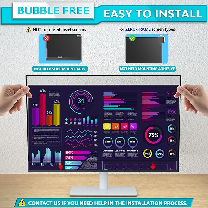 PYS [2024 NEW VERSION] 27 Inch Computer Monitor Privacy Screen,16:9 Aspect Removable Computer Screen Privacy Shield, Matte Finish [9D Full Coverage] [Anti-Blue Light] [Anti-Scratch]
