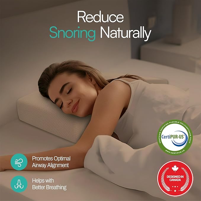 The Original Anti-Snoring Pillow for Side Sleepers, Snoring Solution and Remedy, Patent-Pending Stop Snore Aid with Memory Foam, Snore Stopper, Anti-Snore Pillow, Anti-Snore Devices