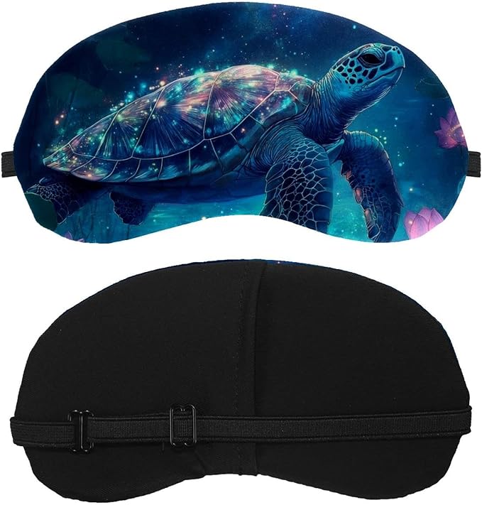 2 Pack Sleep Eye Mask for Women Men, Soft Breathable Eye Cove No Pressure Blackout Night Blindfold for Sleeping Light Blocking with Adjustable Strap, Starry Sky Turtle Lotus