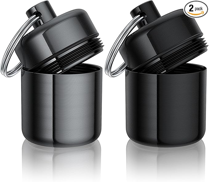 Ear Plug Carrying Case Keychain(2 Pack), Small Waterproof Metal Earplug Case Ear Plug Holder Container Great for Earplugs, Pills Case Pill Box and Jewelry Holder