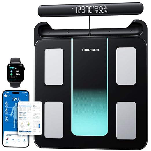 Smart Scale for Body Weight & Fat, 8-Electrode Full-Body Composition Scale with Handle Display, Dual-Frequency BIA, 28 Body Metrics, High Accuracy Digital Bathroom Scale, FSA&HSA Eligible